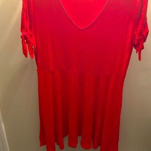 Forever21 red short sleeve ribbed A line dress.